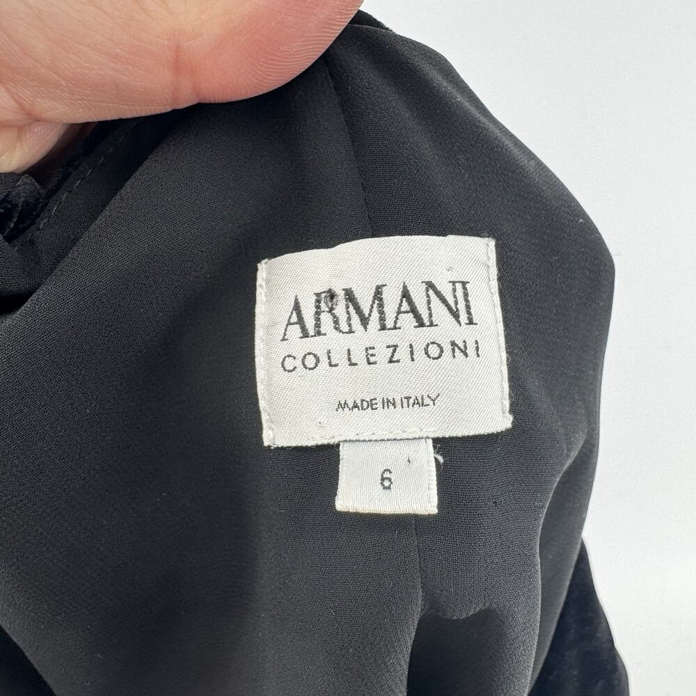 Armani Collezioni Jacket Womens Size 6 Black Velvet Blazer Ruffle Lapel - Picture 3 of 9
